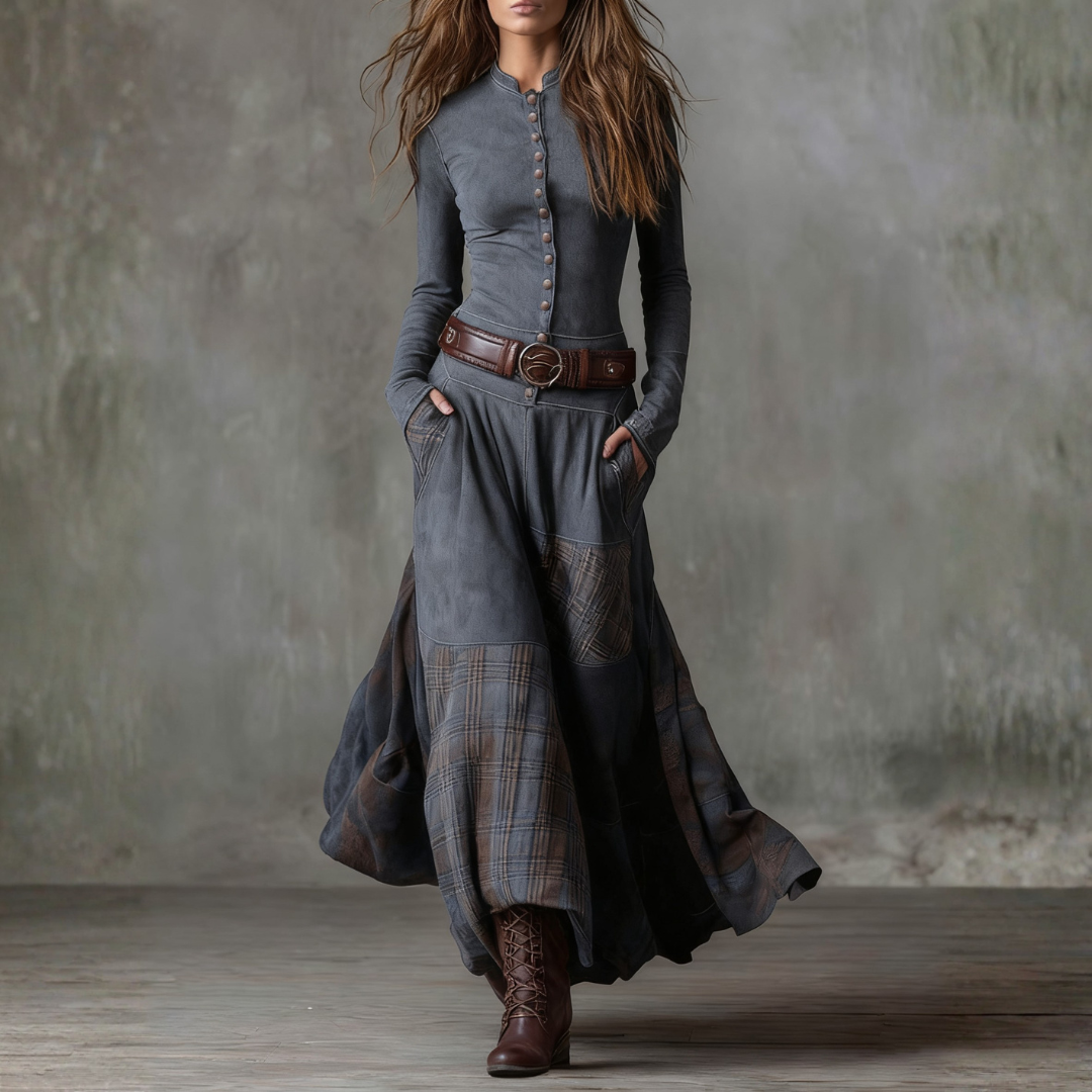 Long Dress for Women in Mixed Fabric | Altivaro