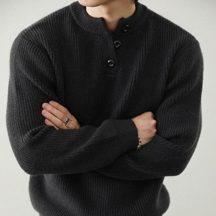 Men's Sweater with Buttons in Mixed Fibers | Altivaro