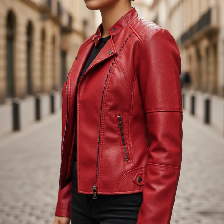 Damenjacke aus Kunstleder mit Frontreißverschluss | Altivaro