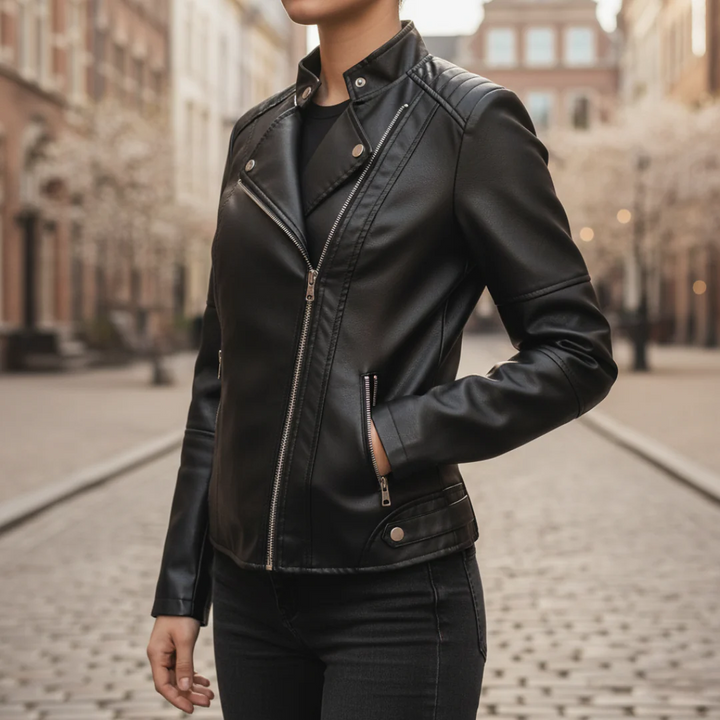 Damenjacke aus Kunstleder mit Frontreißverschluss | Altivaro