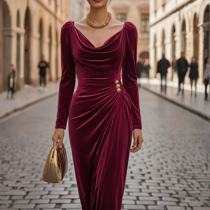 Abito Donna Lungo con Scollo Drappeggiato | Altivaro