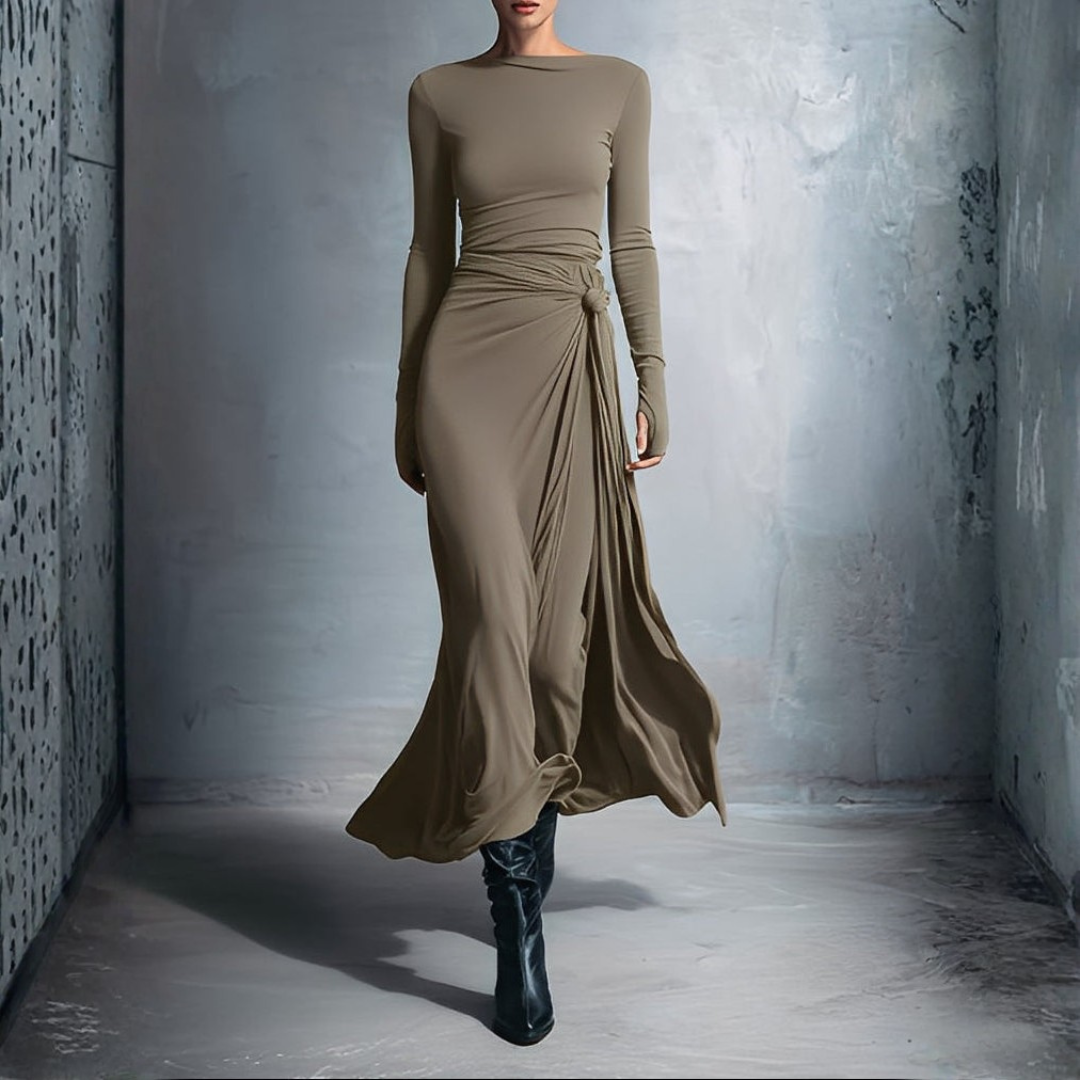 Long Draped Dress for Women in Mixed Fibers | Altivaro