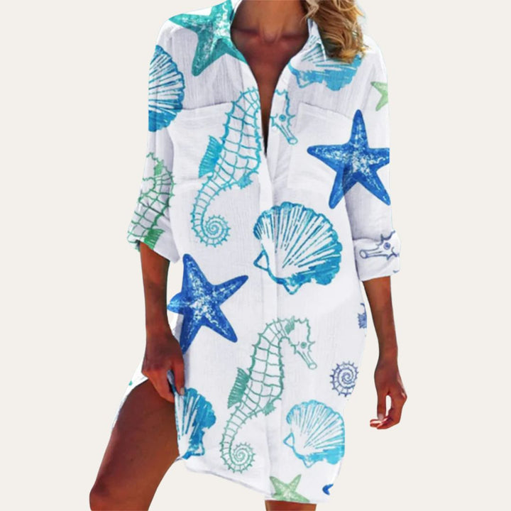 Vestito Camicia Maniche Lunghe Fiori | Altivaro-Altivaro