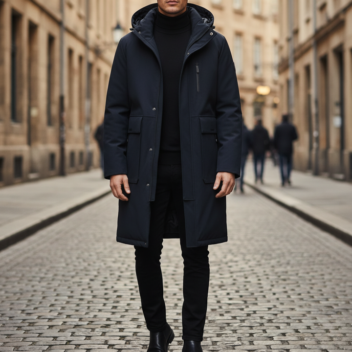 Langer Herren-Winterparka mit Nylonfüllung | Altivaro