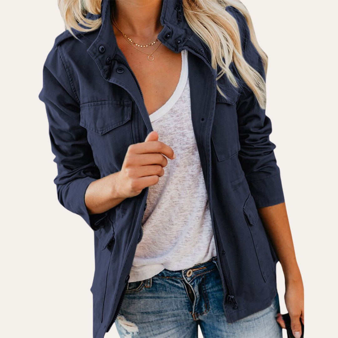 Giacca Utility Donna Nera Manica Lunga | Altivaro