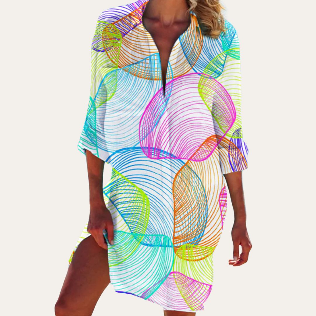 Vestito Camicia Maniche Lunghe Fiori | Altivaro-Altivaro