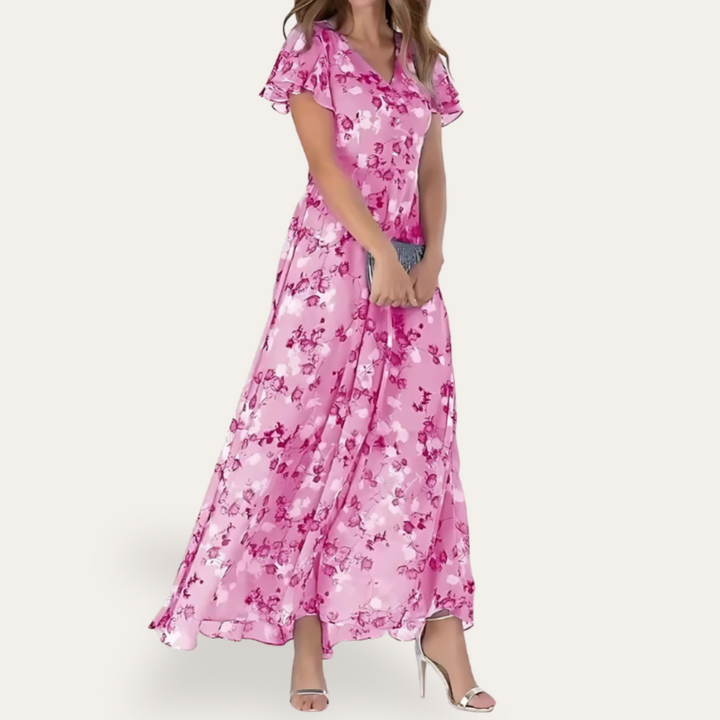 Abito Floreale Arancione Elegante Donna | Altivaro-Altivaro