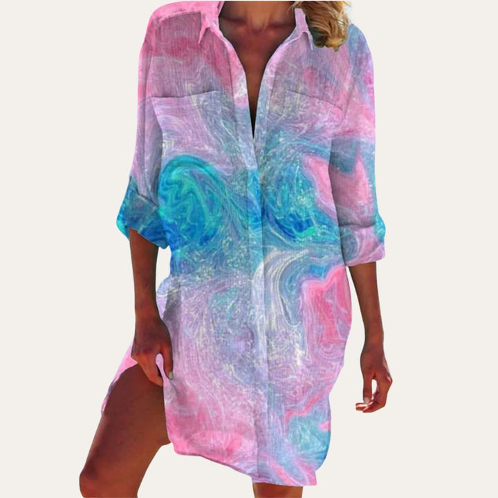 Vestito Camicia Maniche Lunghe Fiori | Altivaro-Altivaro