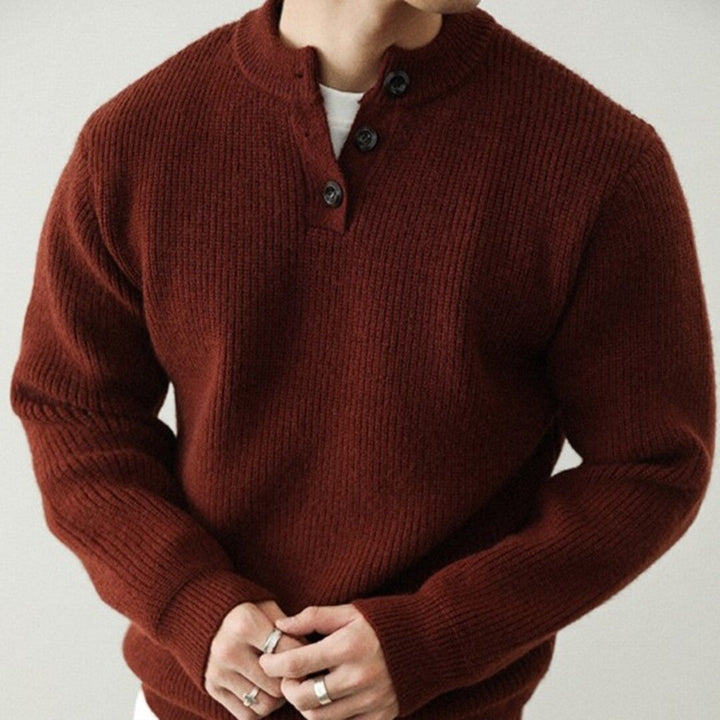 Men's Sweater with Buttons in Mixed Fibers | Altivaro