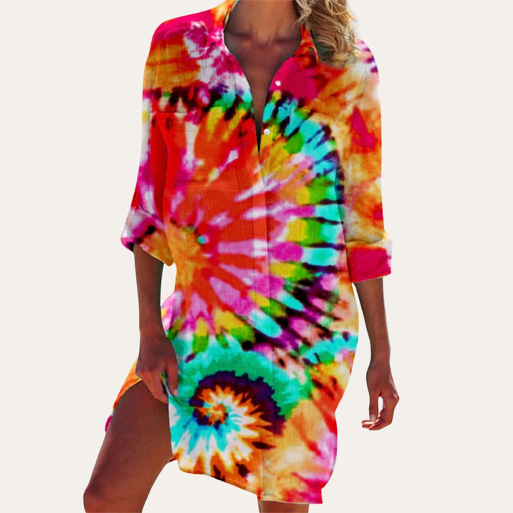 Vestito Camicia Maniche Lunghe Fiori | Altivaro-Altivaro
