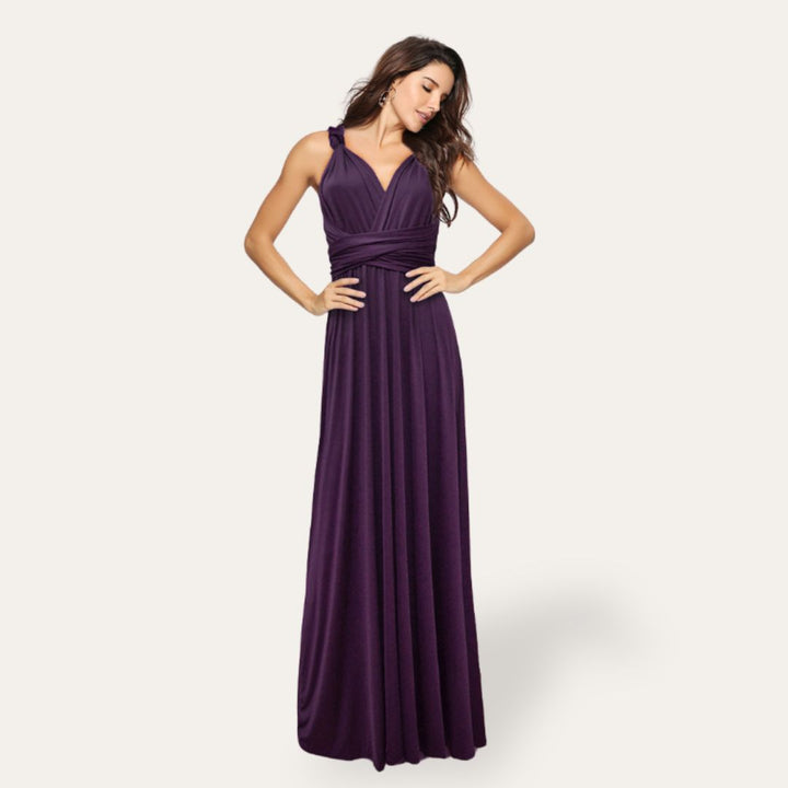 Elegante Abito Lungo Scollato Azzurro | Altivaro