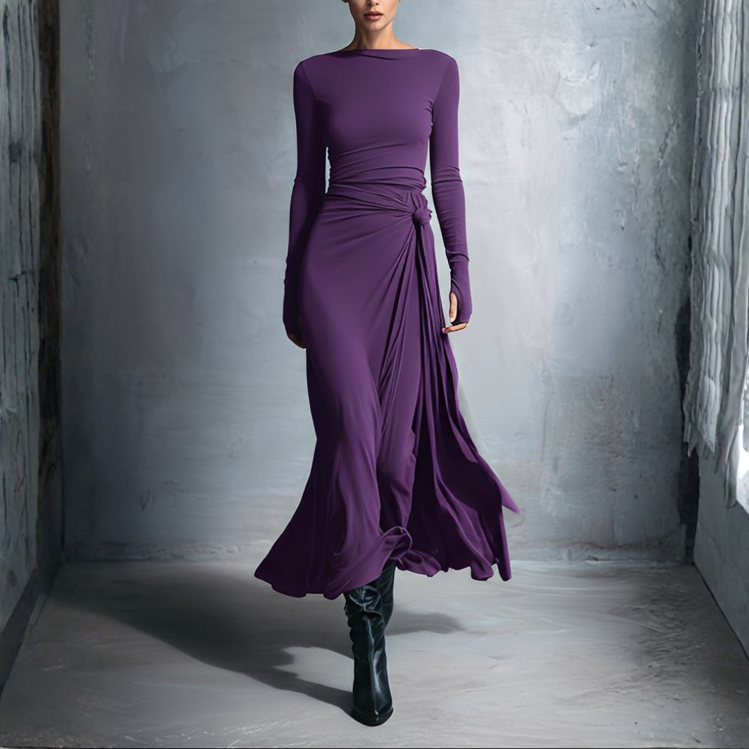 Long Draped Dress for Women in Mixed Fibers | Altivaro