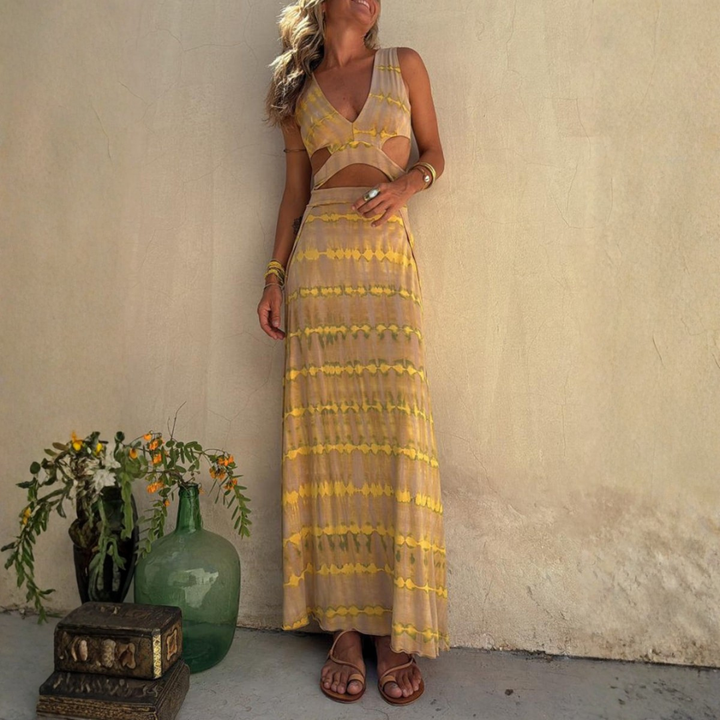 Long Dress for Women Bohemian in Mixed Fabric | Altivaro